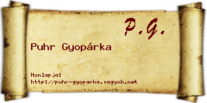 Puhr Gyopárka névjegykártya